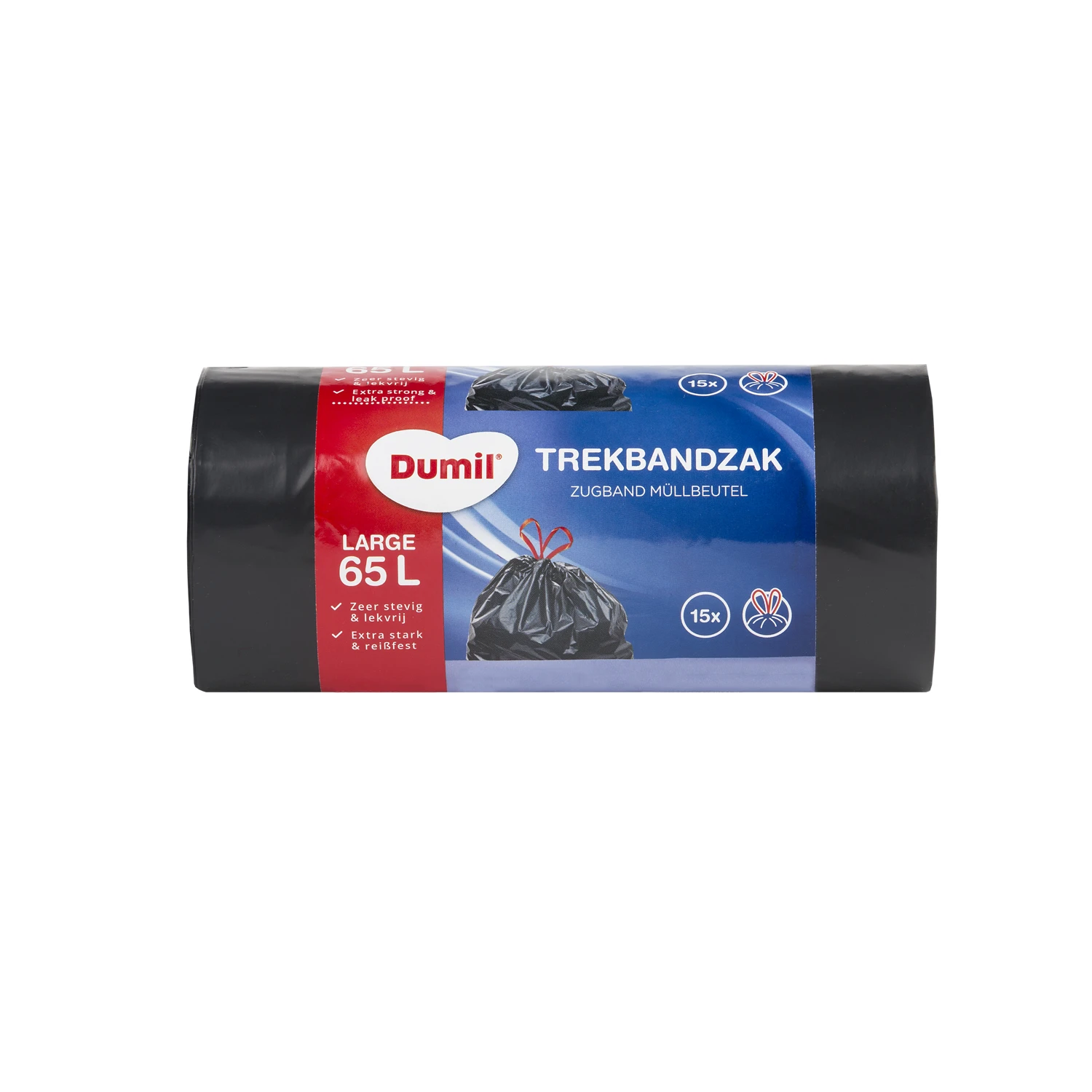 Dumil Afvalzakken Met Trekband 65L 15 Stuks 3 Dumil Afvalzakken Met Trekband 65L 15 Stuks